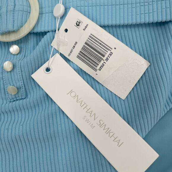Jonathan Simkhai Swim Bikini Bottom Size Large Ribbed Horizon Blue Belt NWT - Picture 6 of 16
